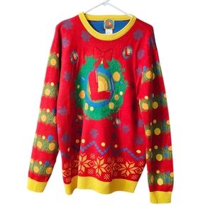 Wisconsin Lottery Christmas Sweater Men's XL Red Green Yellow